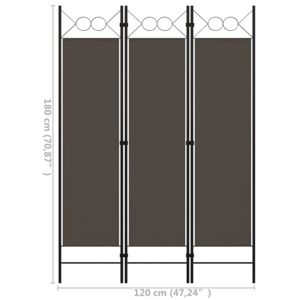 vidaXL 3-Panel Room Divider Anthracite 47.2"x70.9" - Image 6