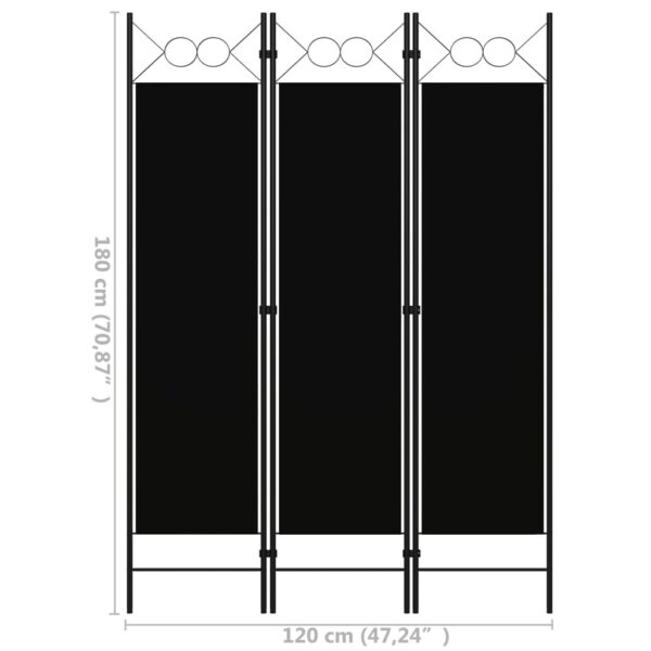 vidaXL 3-Panel Room Divider Black 47.2"x70.9" - Image 6