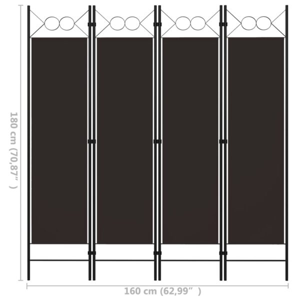 vidaXL 4-Panel Room Divider Brown 63"x70.9" - Image 6