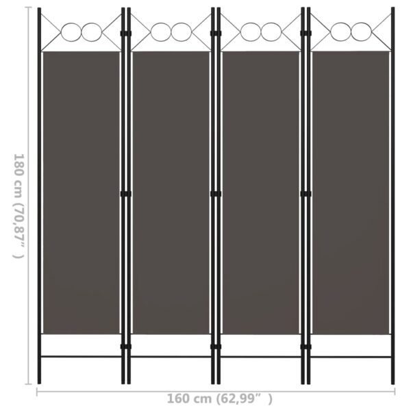 vidaXL 4-Panel Room Divider Anthracite 63"x70.9" - Image 6