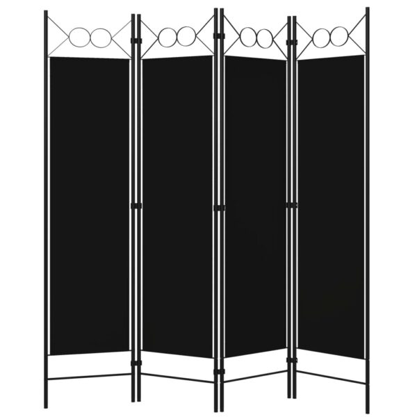 vidaXL 4-Panel Room Divider Black 63"x70.9" - Image 2