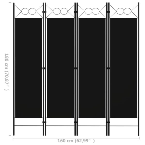 vidaXL 4-Panel Room Divider Black 63"x70.9" - Image 6