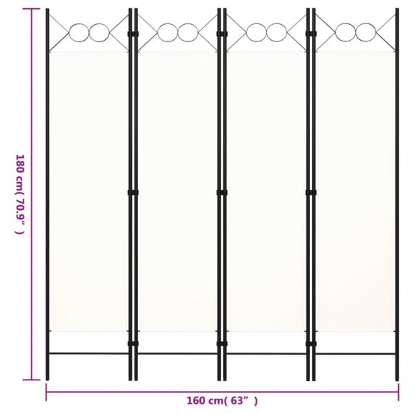 vidaXL 4-Panel Room Divider White 63"x70.9" - Image 6