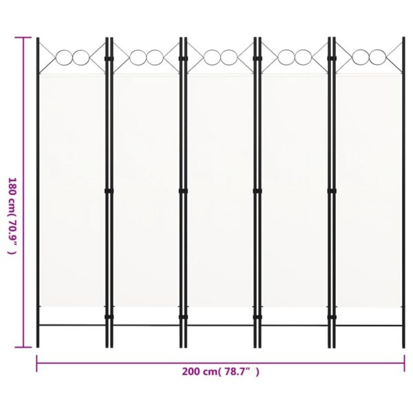 vidaXL 5-Panel Room Divider White 78.7"x70.9" - Image 6