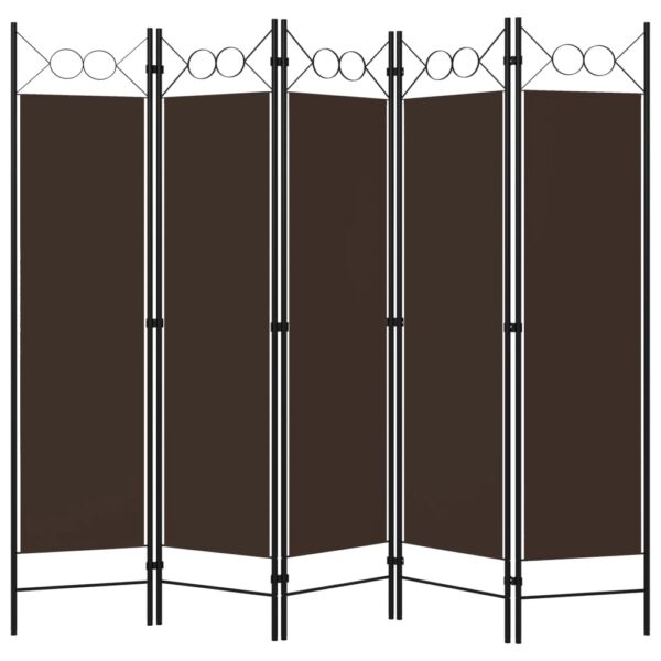 vidaXL 5-Panel Room Divider Brown 78.7"x70.9" - Image 2