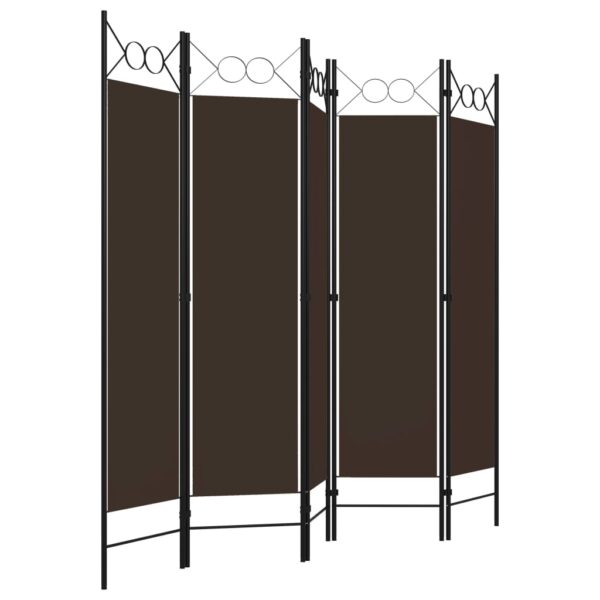 vidaXL 5-Panel Room Divider Brown 78.7"x70.9" - Image 3