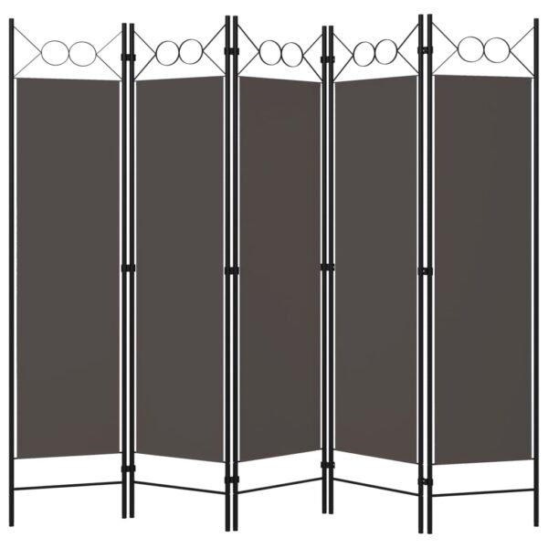 vidaXL 5-Panel Room Divider Anthracite 78.7"x70.9" - Image 2