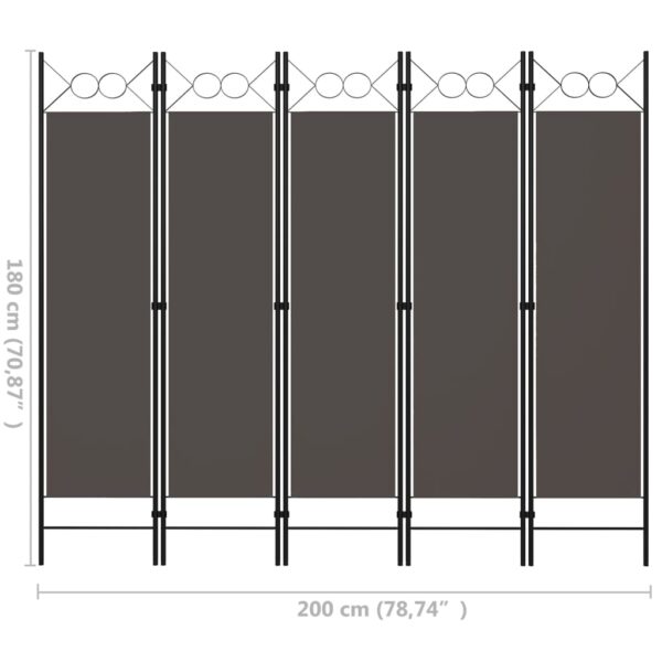 vidaXL 5-Panel Room Divider Anthracite 78.7"x70.9" - Image 6