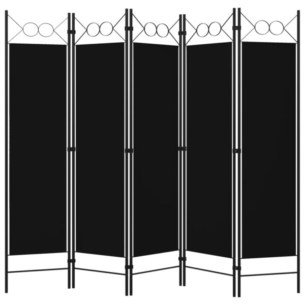 vidaXL 5-Panel Room Divider Black 78.7"x70.9" - Image 2