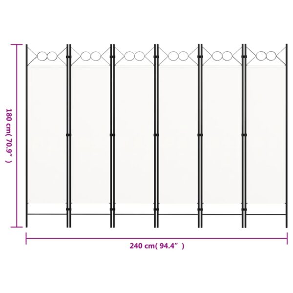 vidaXL 6-Panel Room Divider White 94.5"x70.9" - Image 6