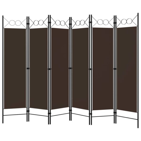 vidaXL 6-Panel Room Divider Brown 94.5"x70.9" - Image 2