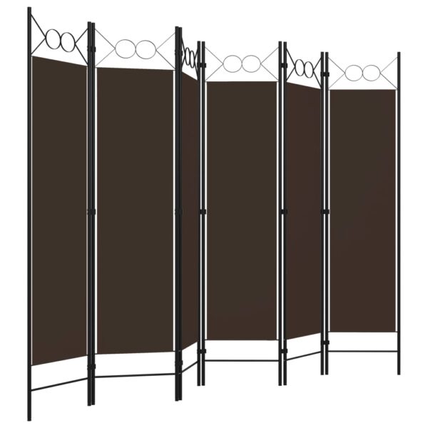 vidaXL 6-Panel Room Divider Brown 94.5"x70.9" - Image 3