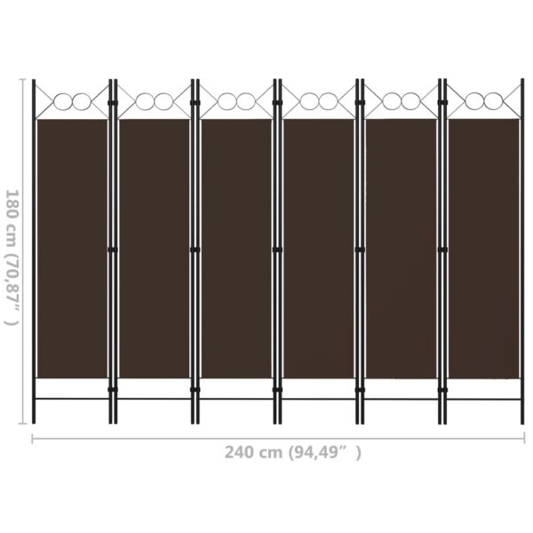 vidaXL 6-Panel Room Divider Brown 94.5"x70.9" - Image 6