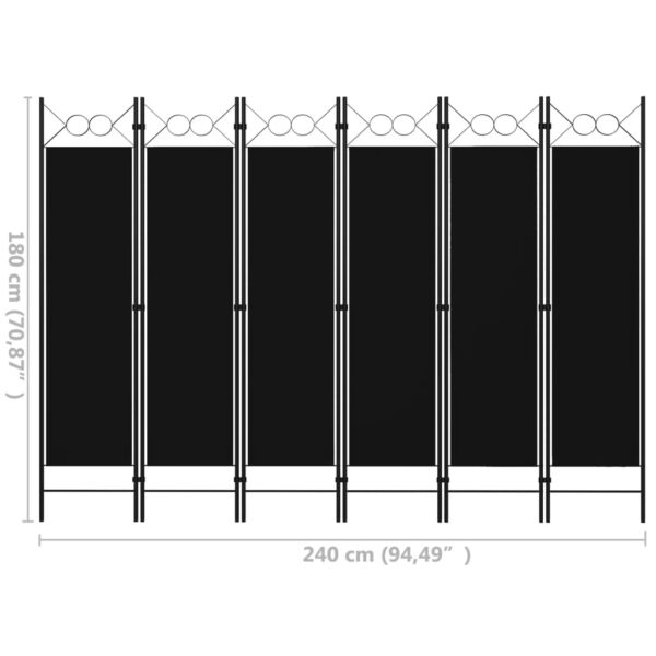 vidaXL 6-Panel Room Divider Black 94.5"x70.9" - Image 6