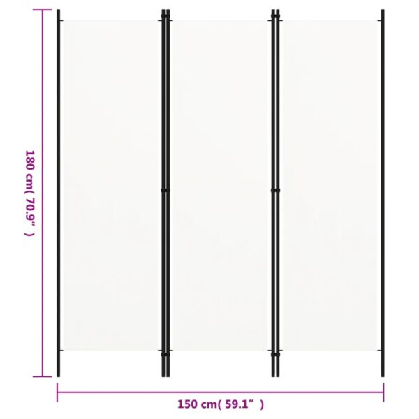 vidaXL 3-Panel Room Divider White 59.1"x70.9" - Image 6