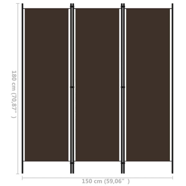 vidaXL 3-Panel Room Divider Brown 59.1"x70.9" - Image 6