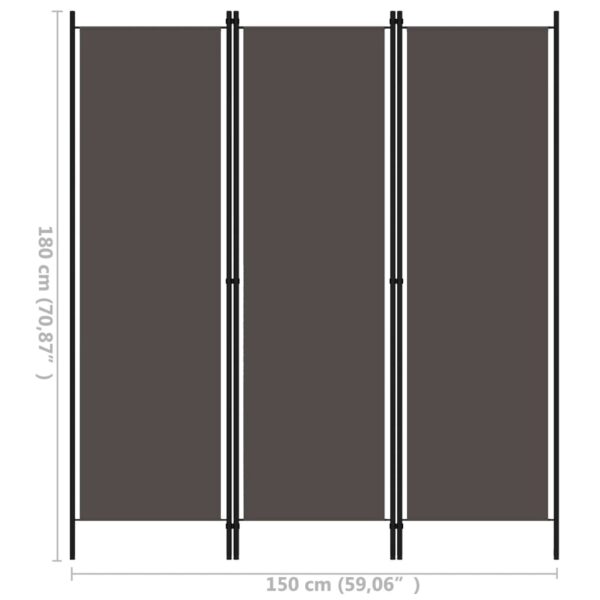 vidaXL 3-Panel Room Divider Anthracite 59.1"x70.9" - Image 6