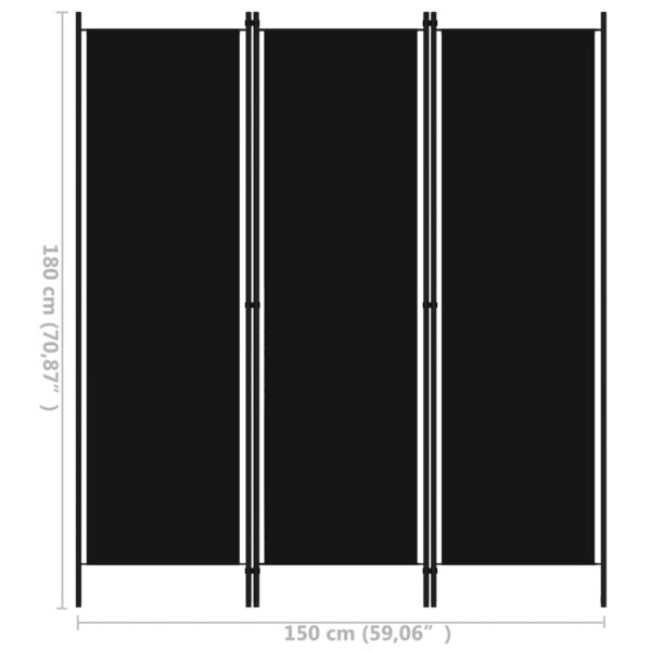 vidaXL 3-Panel Room Divider Black 59.1"x70.9" - Image 6