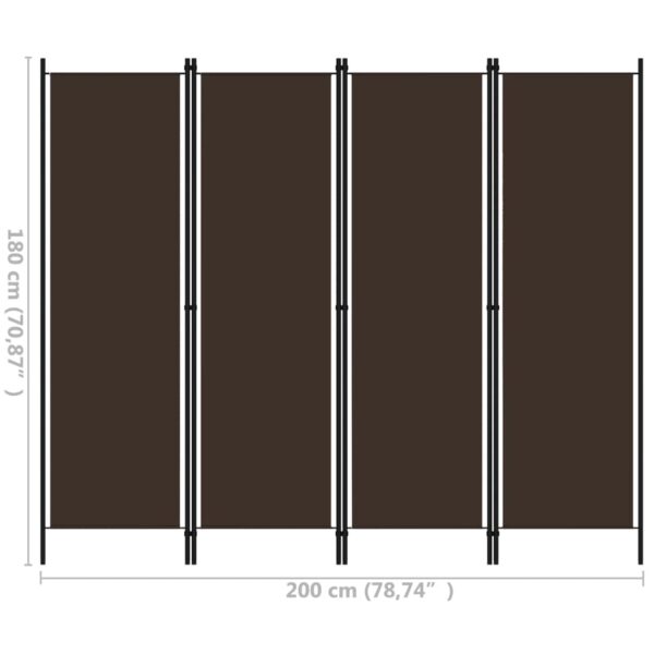 vidaXL 4-Panel Room Divider Brown 78.7"x70.9" - Image 6