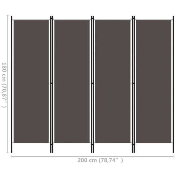 vidaXL 4-Panel Room Divider Anthracite 78.7"x70.9" - Image 6