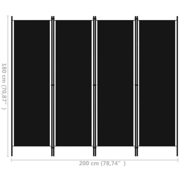 vidaXL 4-Panel Room Divider Black 78.7"x70.9" - Image 6