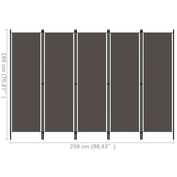 vidaXL 5-Panel Room Divider Anthracite 98.4"x70.9" - Image 6