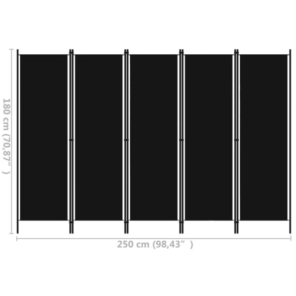 vidaXL 5-Panel Room Divider Black 98.4"x70.9" - Image 6