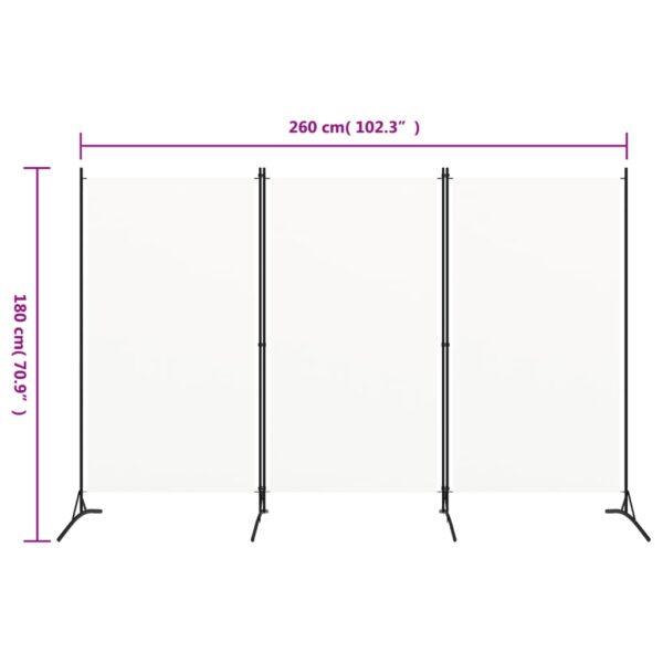 vidaXL 3-Panel Room Divider White 102.4"x70.9" Fabric - Image 5