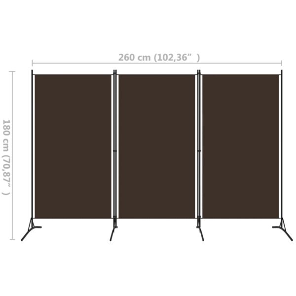 vidaXL 3-Panel Room Divider Brown 102.4"x70.9" Fabric - Image 5