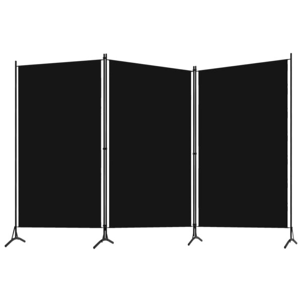 vidaXL 3-Panel Room Divider Black 102.4"x70.9" Fabric - Image 2