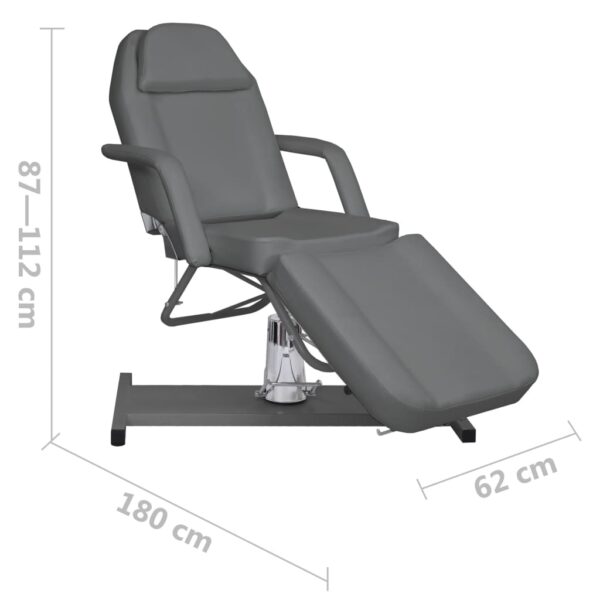 vidaXL Massage Table Gray 70.9"x24.4"x(34.3"-44.1") - Image 8