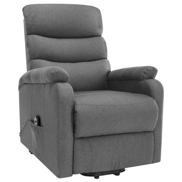 vidaXL Power Lift Massage Recliner Light Gray Fabric - Image 2