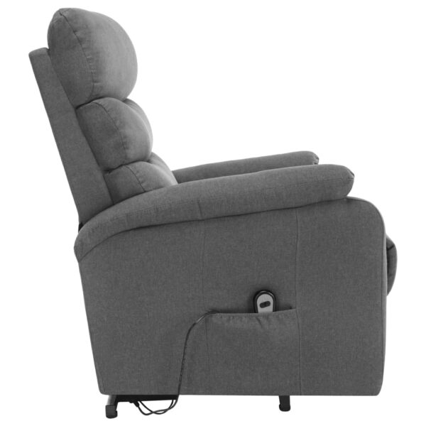 vidaXL Power Lift Massage Recliner Light Gray Fabric - Image 4