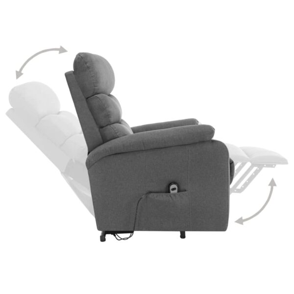 vidaXL Power Lift Massage Recliner Light Gray Fabric - Image 5