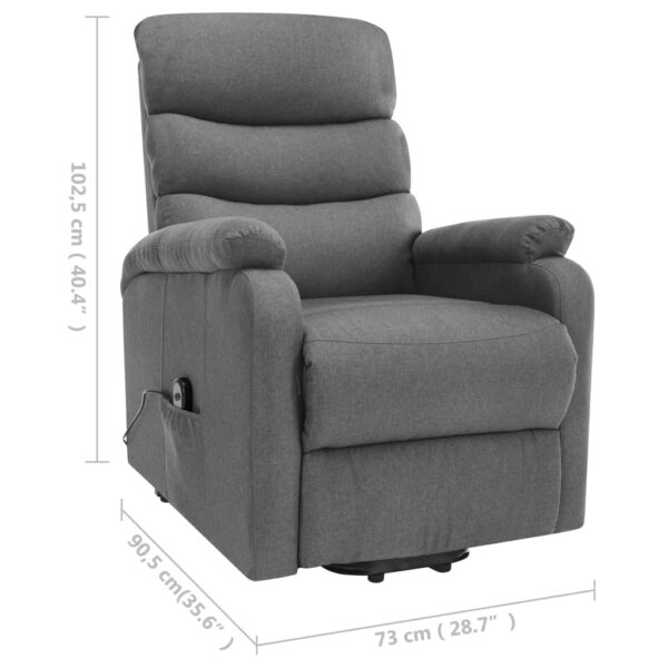 vidaXL Power Lift Massage Recliner Light Gray Fabric - Image 8