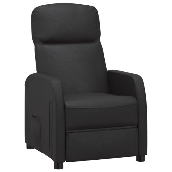 vidaXL Reclining Chair Black Faux Leather - Image 2