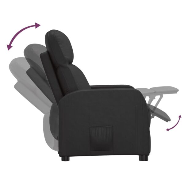 vidaXL Reclining Chair Black Faux Leather - Image 5