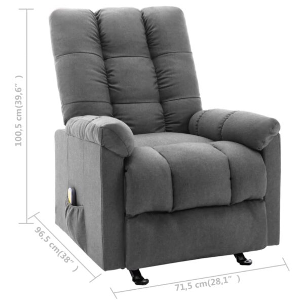 vidaXL Recliner Light Gray Fabric - Image 9