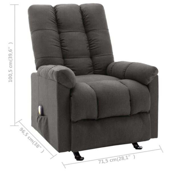 vidaXL Recliner Dark Gray Fabric - Image 9