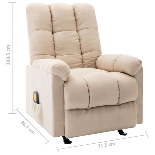 vidaXL Recliner Cream Fabric - Image 9