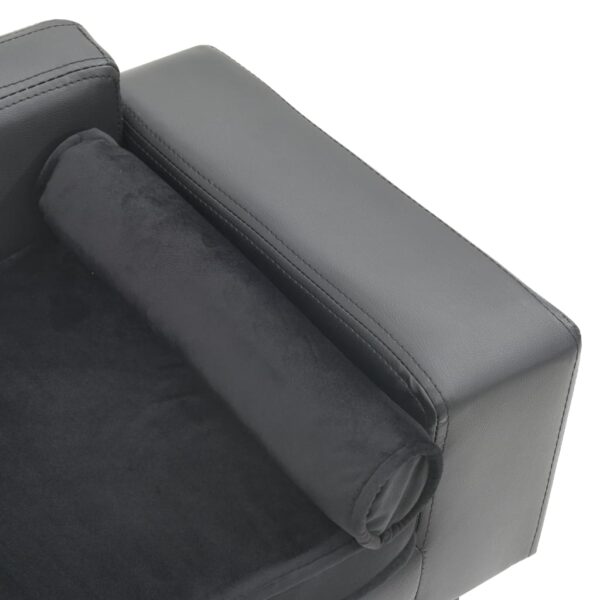 vidaXL Dog Sofa Gray 31.9"x16.9"x12.2" Plush and Faux Leather - Image 5