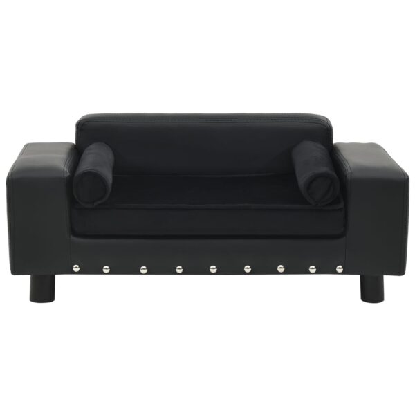 vidaXL Dog Sofa Black 31.9"x16.9"x12.2" Plush and Faux Leather - Image 3