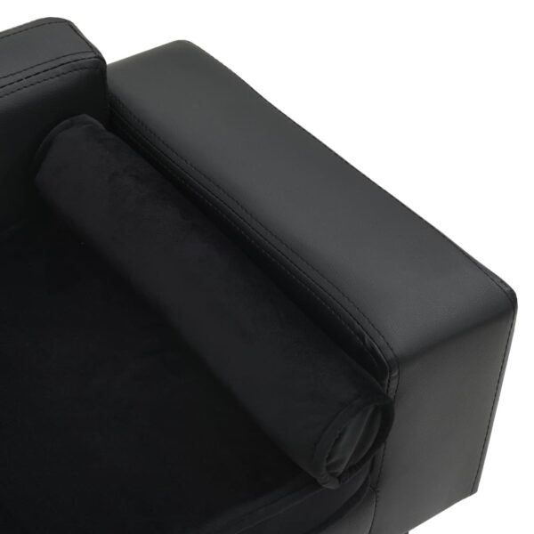 vidaXL Dog Sofa Black 31.9"x16.9"x12.2" Plush and Faux Leather - Image 5