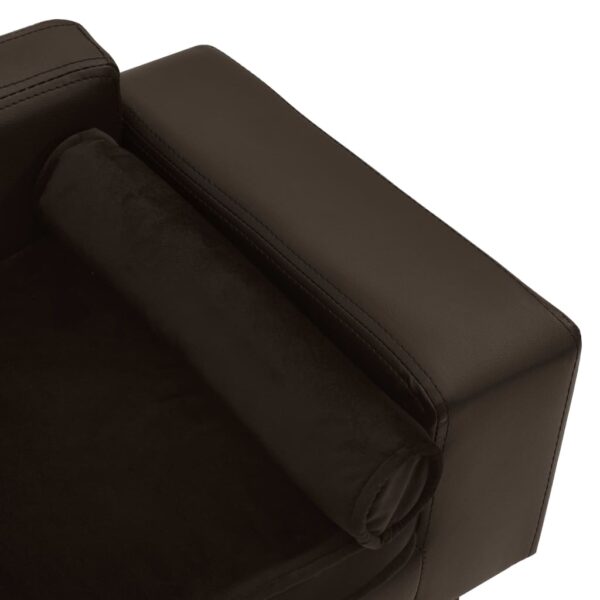 vidaXL Dog Sofa Brown 31.9"x16.9"x12.2" Plush and Faux Leather - Image 5