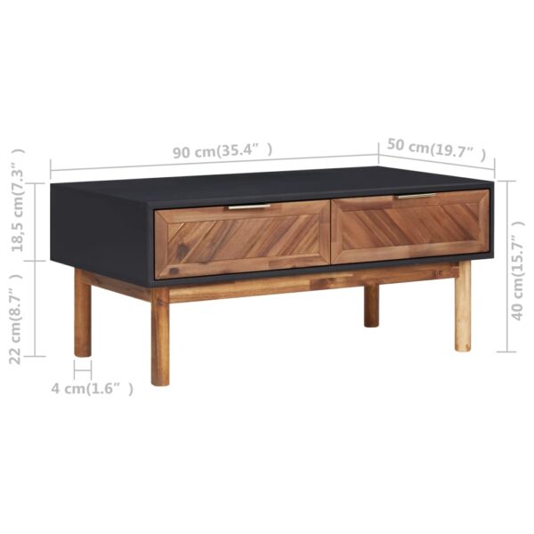 vidaXL Coffee Table 35.4"x19.7"x15.7" Solid Acacia Wood and MDF - Image 7