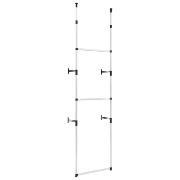 vidaXL Telescopic Wardrobe System with Rods Aluminum - Image 2