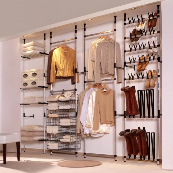 vidaXL Telescopic Wardrobe System with Rods Aluminum - Image 3