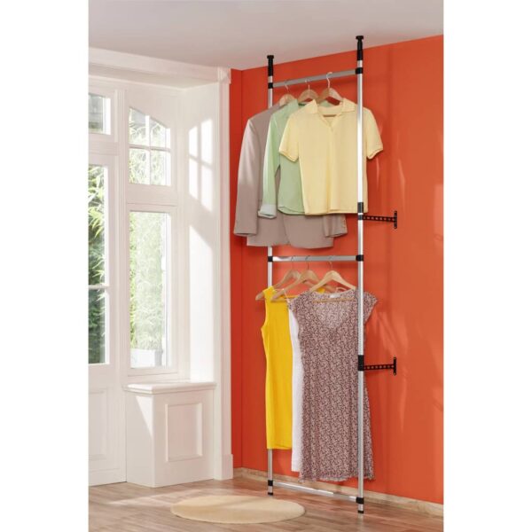 vidaXL Telescopic Wardrobe System with Rods Aluminum - Image 4