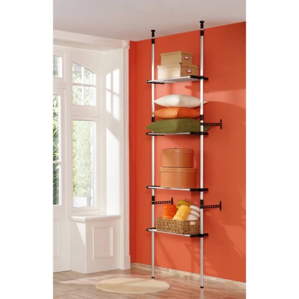 vidaXL Telescopic Wardrobe System with Shelves Aluminum - Image 4