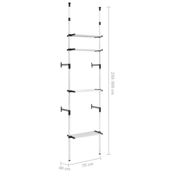 vidaXL Telescopic Wardrobe System with Shelves Aluminum - Image 8